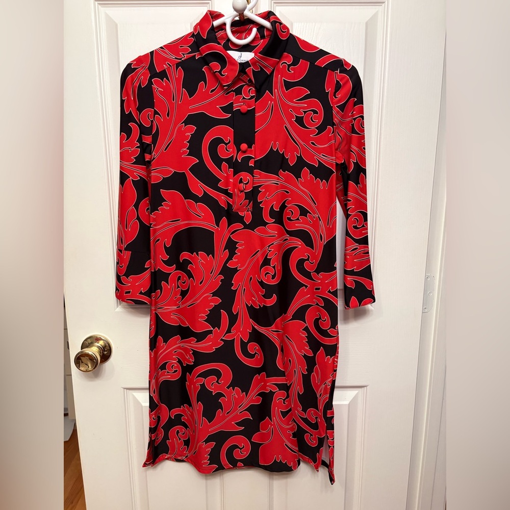 Jude Connally Red and Black Long Sleeve Dress